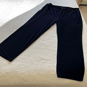 Velvet Pants Wide Leg Elastic Waist Pull On Women's L 14-16‎ Blue Classic Party